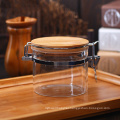wholesale Glass Storage Jar With Buckle cheap wooden lid lockable candy glass jar